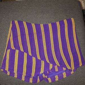 Peach Love purple and yellow striped shorts